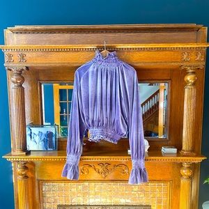 NWT Norma Kamali Velvet Turtleneck Blouse in Amethyst - Size Small